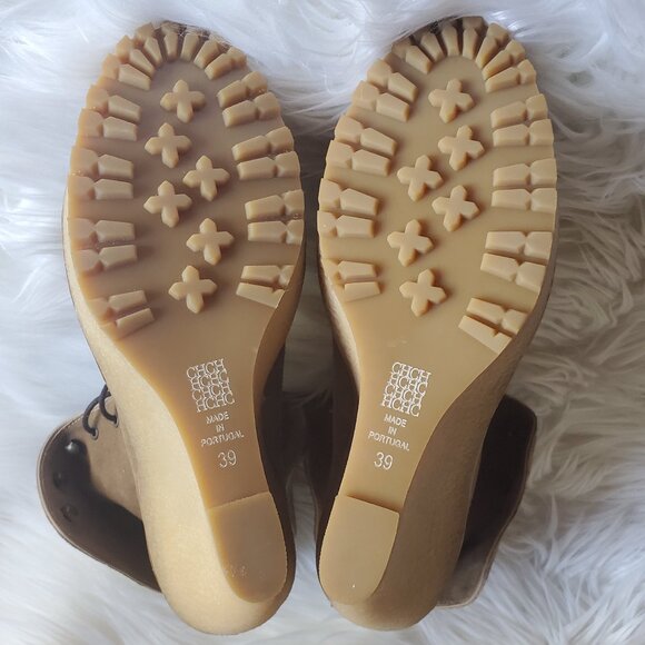 Carolina Herrera Brown Suede Platform Wedge Lace Up Boots SZ 8.5 - Picture 9 of 14